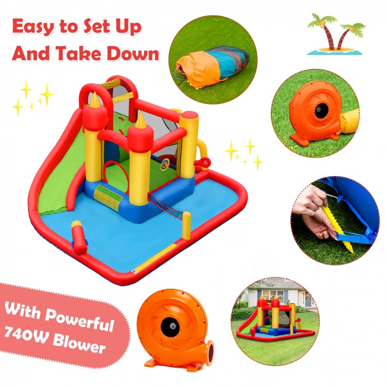 Inflatable Water Slide Jumper Bounce House with Ocean Ball without Blower