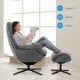 Upholstered Swivel Lounge Chair with Ottoman and Rocking Footstool