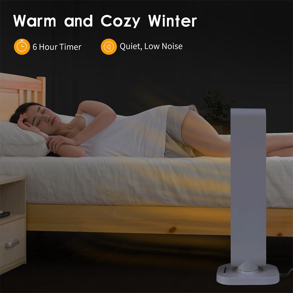 Simple Deluxe 1500W Electric Space Heater, White, with Overheat Protection and Remote Control