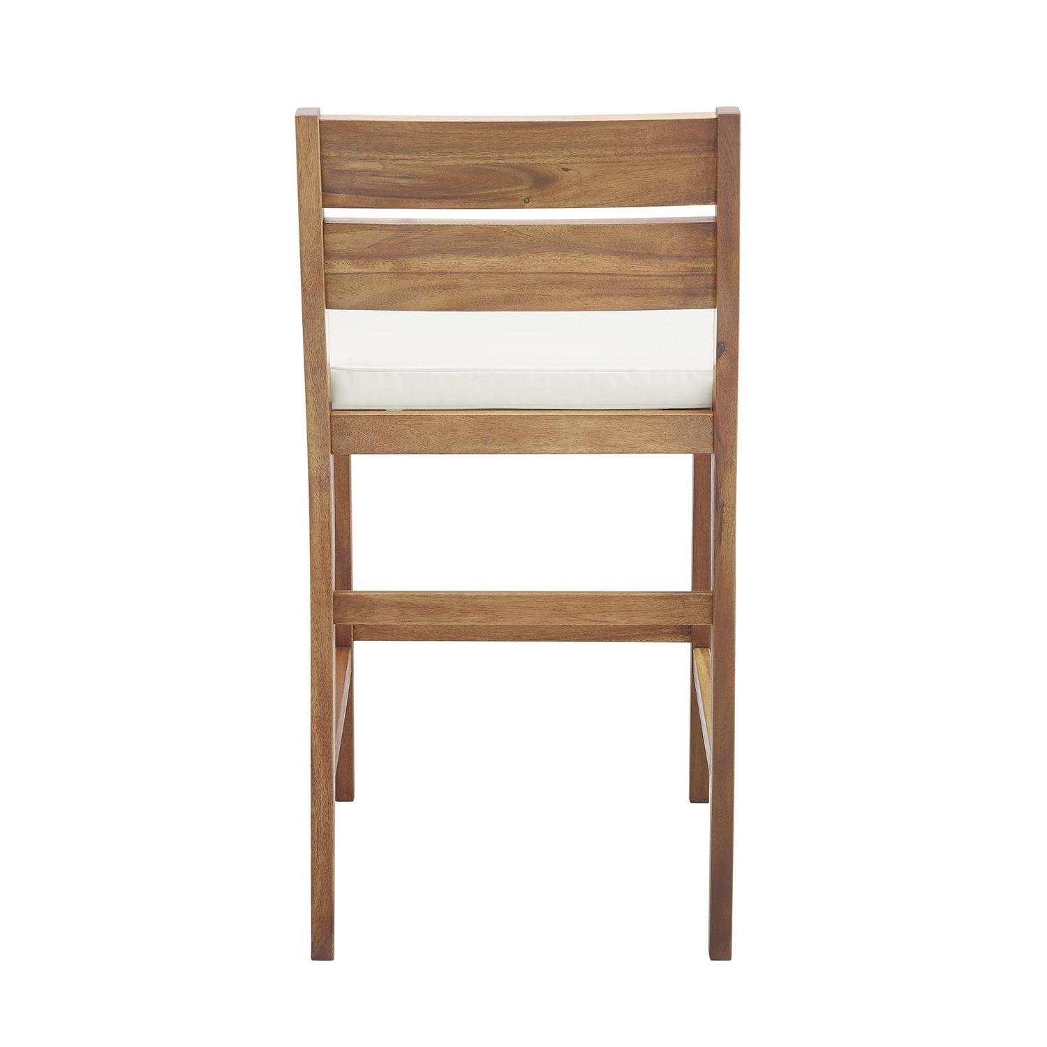 Manor Park Modern Acacia Wood Patio Counter Stools Set of 2, Dark Brown, with Cushions