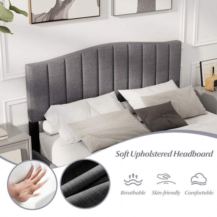 Modern Upholstered Bed Frame with Adjustable Vertical Channel Tufted Headboard
