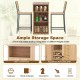 3-Piece Bar Table and Chairs Set with Storage Shelves and Footrests