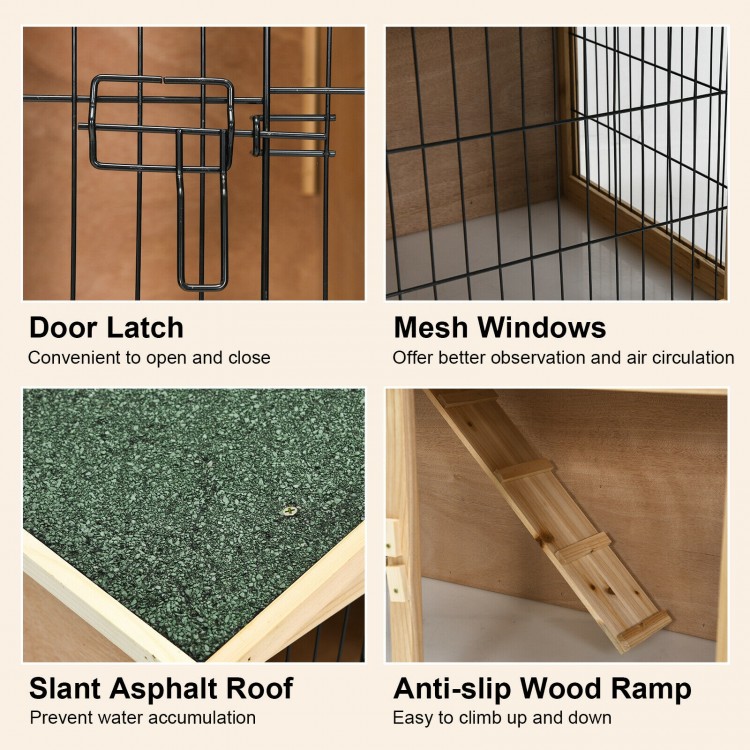 35 Inch Wooden Chicken Coop with Ramp