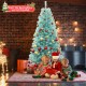 6/7 FT Blue Artificial Christmas Tree with 280/380 Warm White LED Lights and Foldable Metal Stand