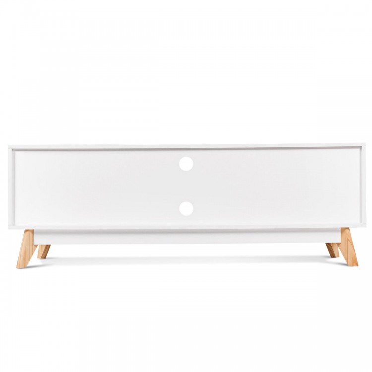 Wooden TV Stand with 2 Storage Cabinets  and 2 Open Shelves for 60 Inch TV