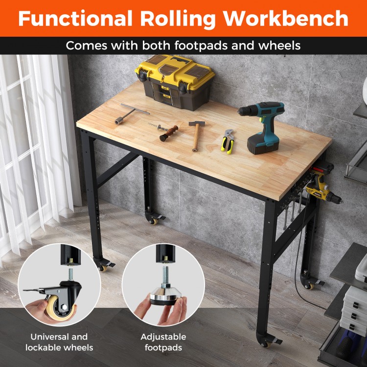 48 Inch Adjustable Work Bench with Power Outlets