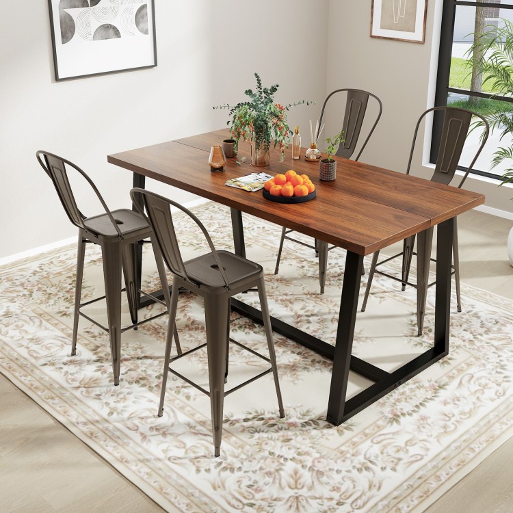 Set of 4 Bar Height Chairs Stackable Metal Bar Stools with Removable Backrest