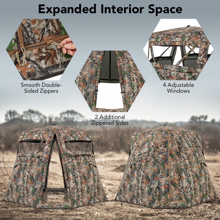 360° One Way See Through Ground Hunting Blind for Deer and Turkey Hunting
