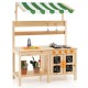 Mud Kitchen Fir Wood Play Kitchen with Canopy and Sink and 4 Stoves