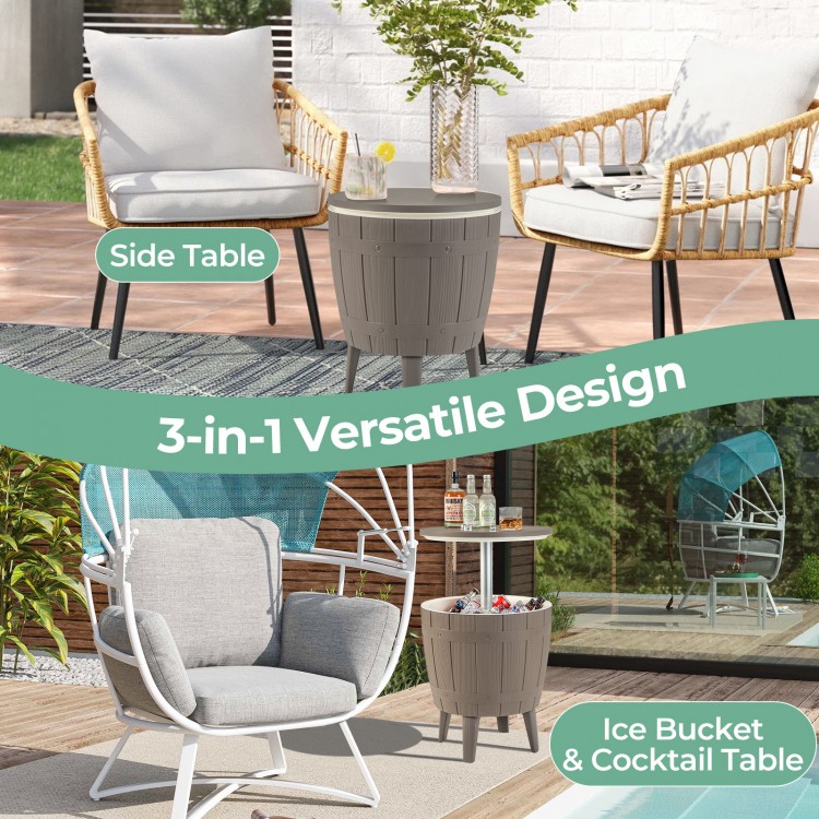 10 Gallon Cooler Bar Table Outdoor Coffee Table Ice Bucket with Telescopic Tabletop for Beer and Wine