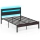 Heavy-Duty Metal Slats Support Bed Platform with Charging Station