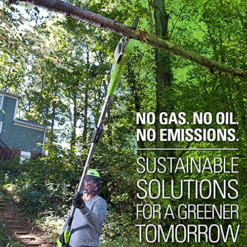 Greenworks 40V Cordless Polesaw & Pole Hedge Trimmer Combo, 8′′ Bar, 20′′ Blade, Dual Action, Automatic Oiler