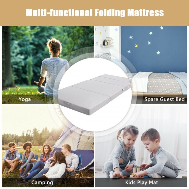 4 Inch Folding Sofa Bed Foam Mattress with Handles
