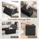 Upholstered Rectangle Footstool with PVC Leather Surface and Storage Function