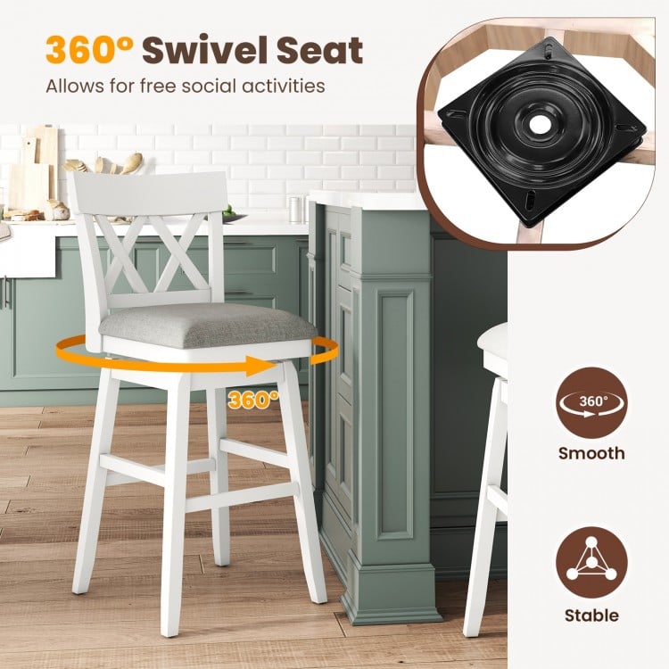 30 Inch Bar Stool with Contoured Backrest and Swivel Padded Seat