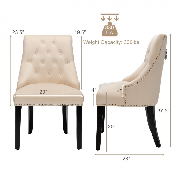 Modern Upholstered Button-Tufted Dining Chair with Naild Trim