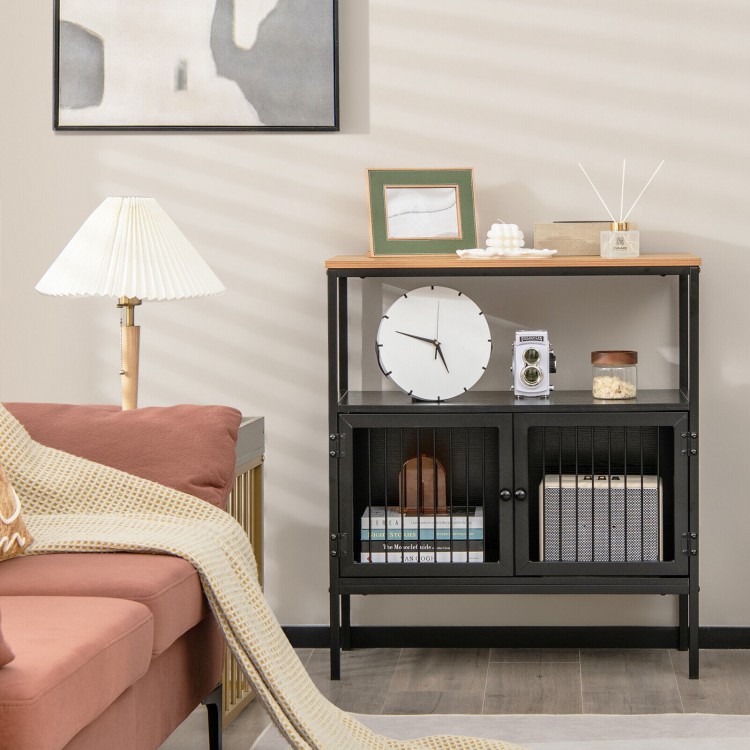 Kitchen Buffet Cabinet with 2 Doors and Open Shelf