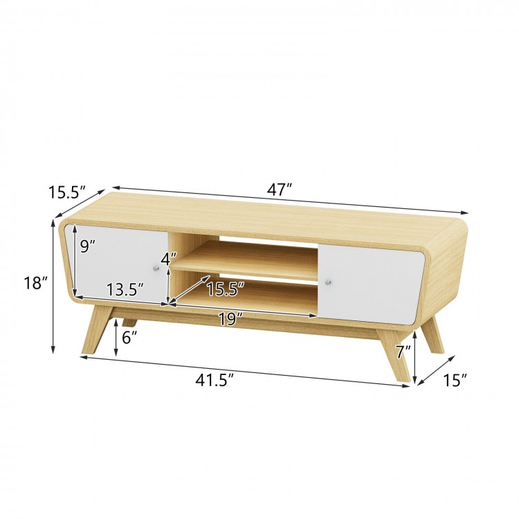 Sliding Door TV Stand with Adjustable Shelf for TVs up to 55 Inch