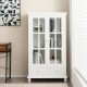 55 Inch Bookcase Cabinet with Tempered Glass Doors