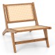 Teak Wooden Chair with Handwoven Rattan Seat and Backrest