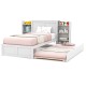 Twin/Full Kids Wooden Platform Bed with Trundle Storage Headboard