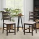2 Piece Counter Height Bar Stool Set with Padded Seat and Rubber Wood Legs