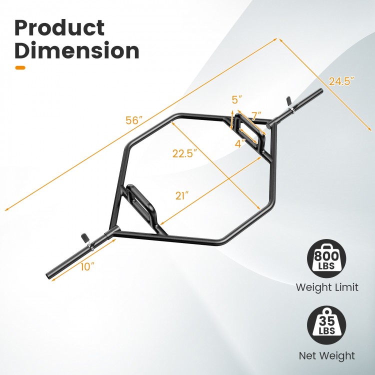 Olympic Hex Trap Bar with 2 Spring Collars and Foldable Handle
