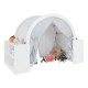 Wooden Kids Play Tent with Curtain Shades and 8 Cubbies