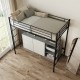 Twin Loft Bed Frame with 2 Ladders Full-length Guardrail