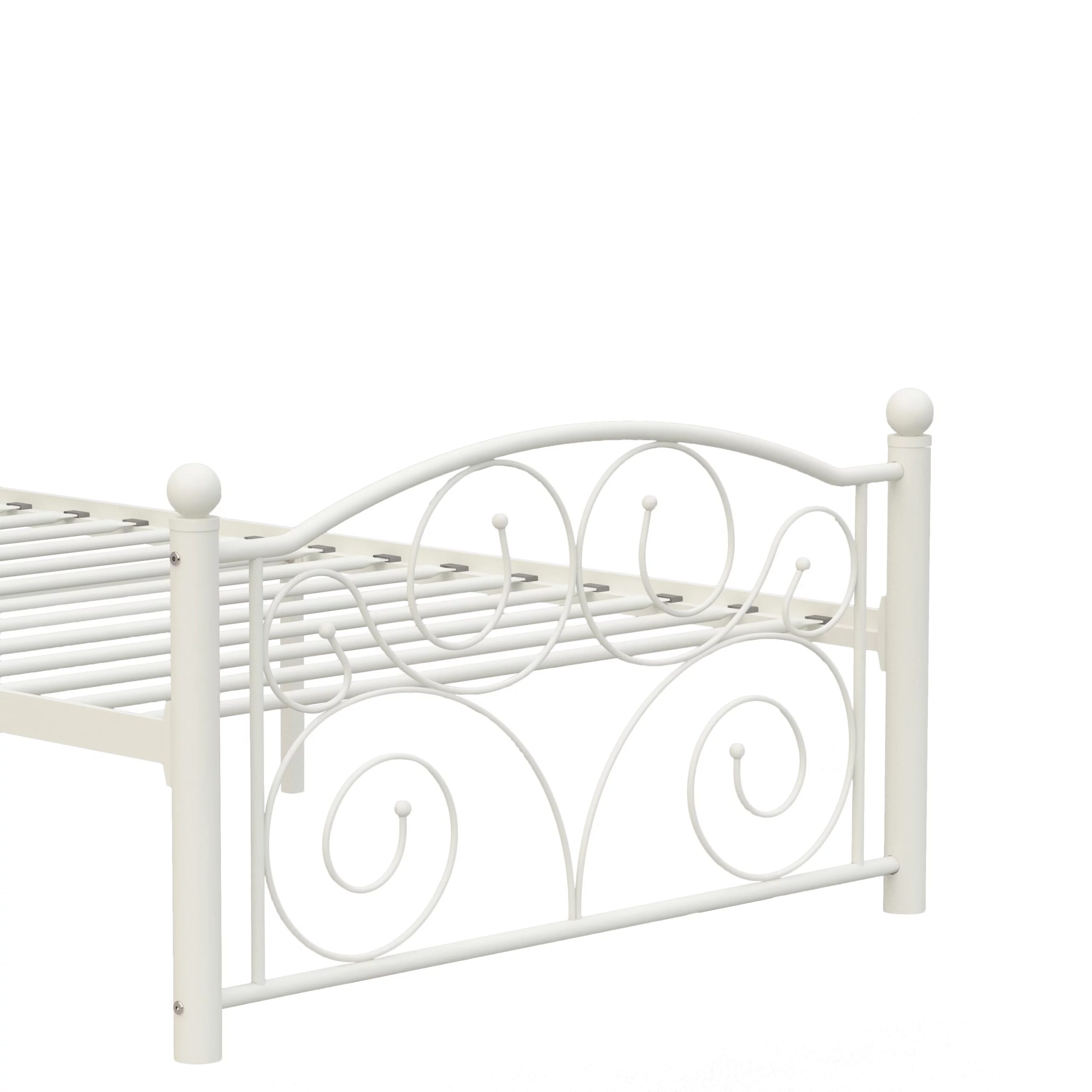 Modern White Twin Size Metal Bed Frame – Durable & Sleek Design by [Brand Name]