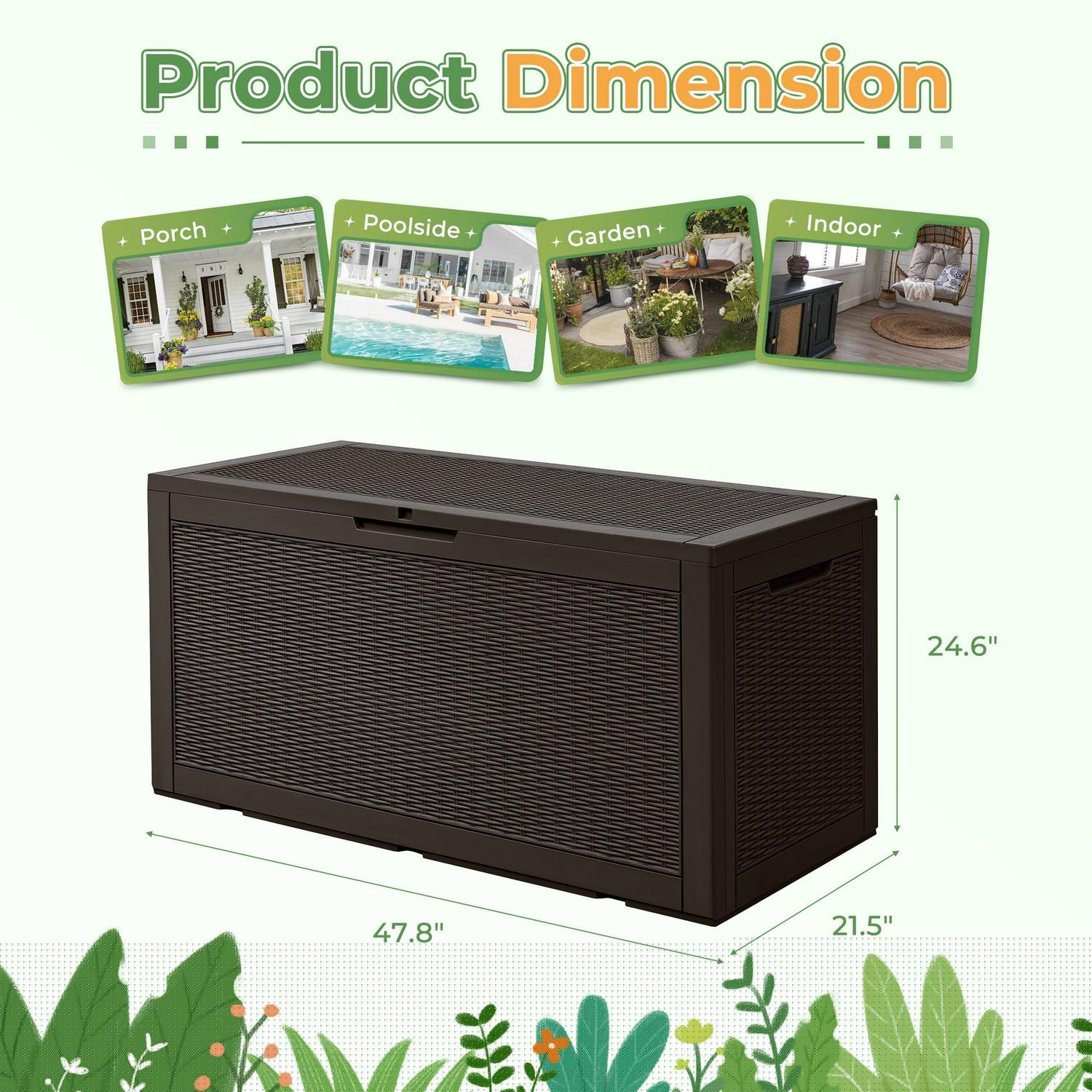 Vineego 105 Gallon Resin Deck Box, Brown – All-Weather Outdoor Storage Solution