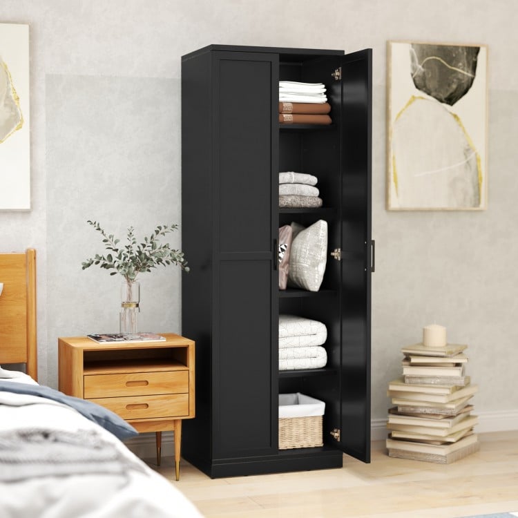 70 Inch Freestanding Storage Cabinet with 2 Doors and 5 Shelves