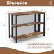 36 Inch 3-Tier Bar Table with Storage Metal Frame Adjustable Foot Pads for Dining Room