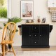 2-Door Large Mobile Kitchen Island Cart with Hidden Wheelsand 3 Drawers