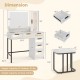 Makeup Vanity Dressing Table and Stool Set with Lights and Charging Station