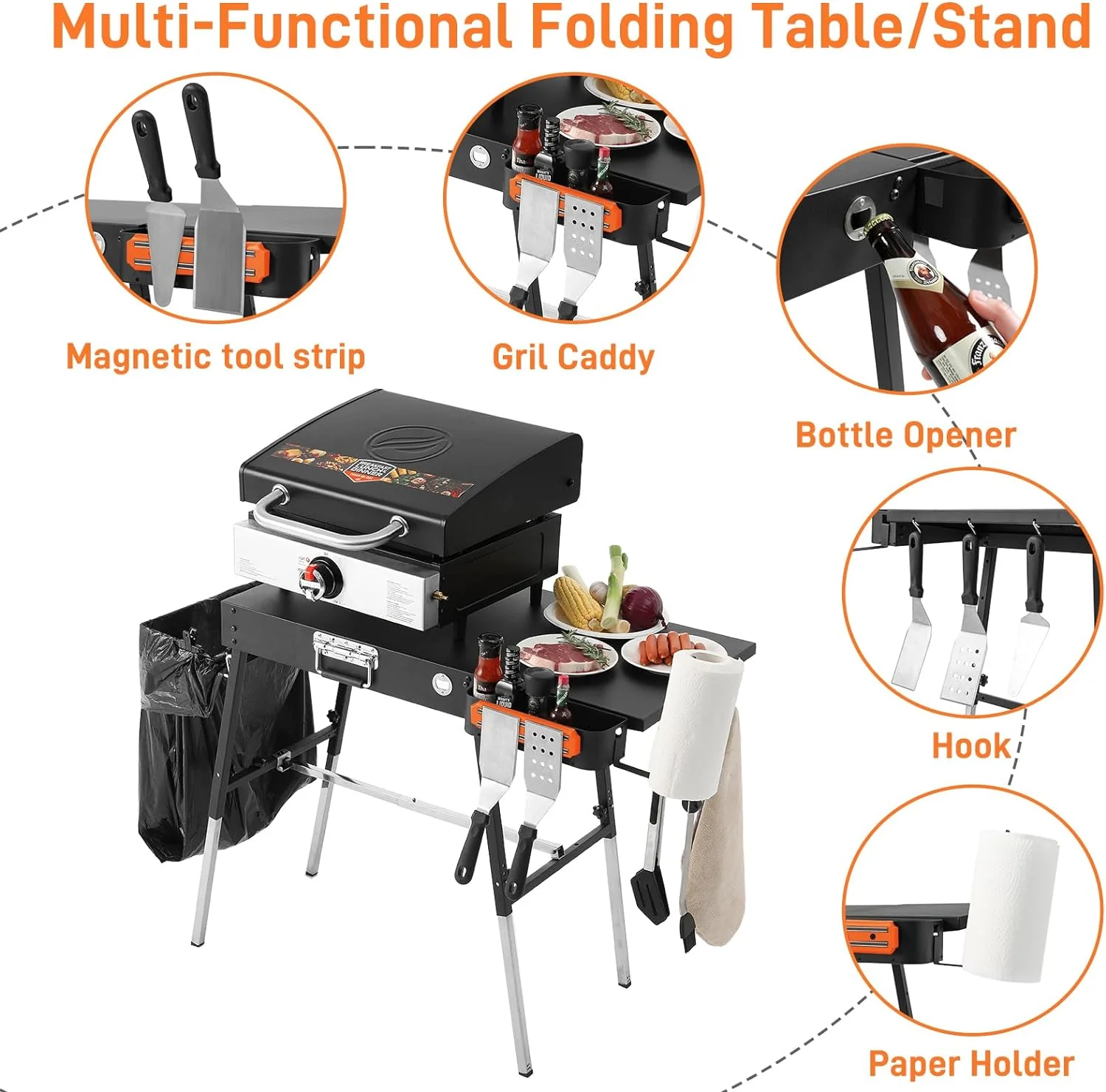 GANGSHELO Portable Folding Grill Stand for 17/22 Blackstone Griddles – Durable Outdoor BBQ Table