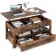 Lift Top Coffee Table with 2 Storage Drawers and Hidden Compartment