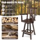 29 Inch Wooden Swivel Bar Stool with Footrest Backrest Armrest