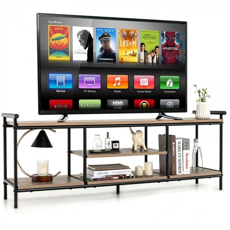 Industrial TV Stand for TVs up to 60 Inch with Storage Shelves