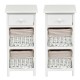 2 Pieces Bedroom Bedside End Table with Drawer Baskets
