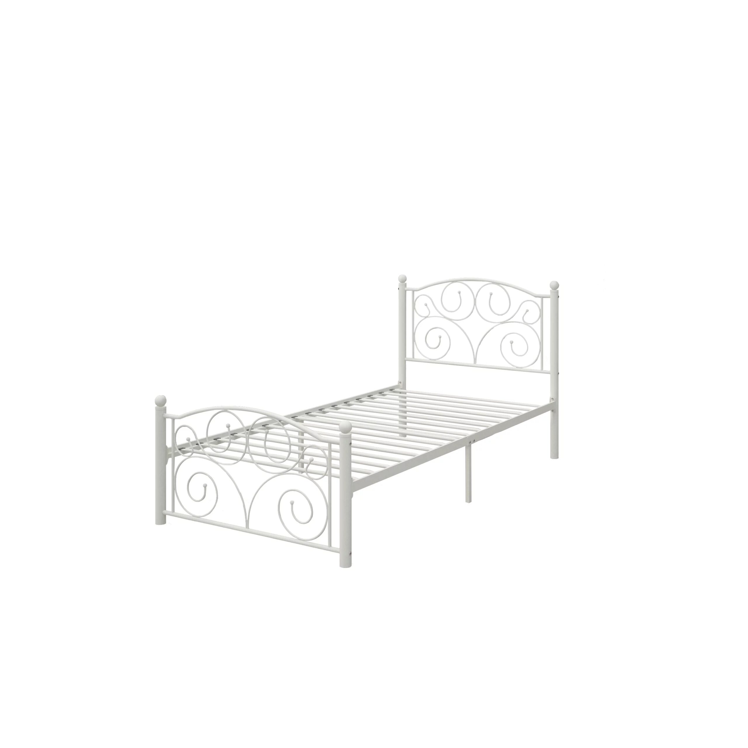 Modern White Twin Size Metal Bed Frame – Durable & Sleek Design by [Brand Name]