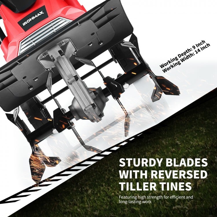 Corded Electric Tiller and Cultivator 9-Inch Tilling Depth