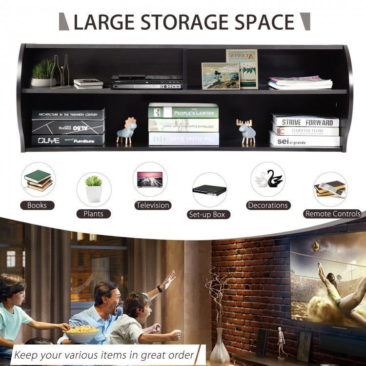 48.5 Inch 2 Tier Modern Wall Mounted Hanging Floating Shelf