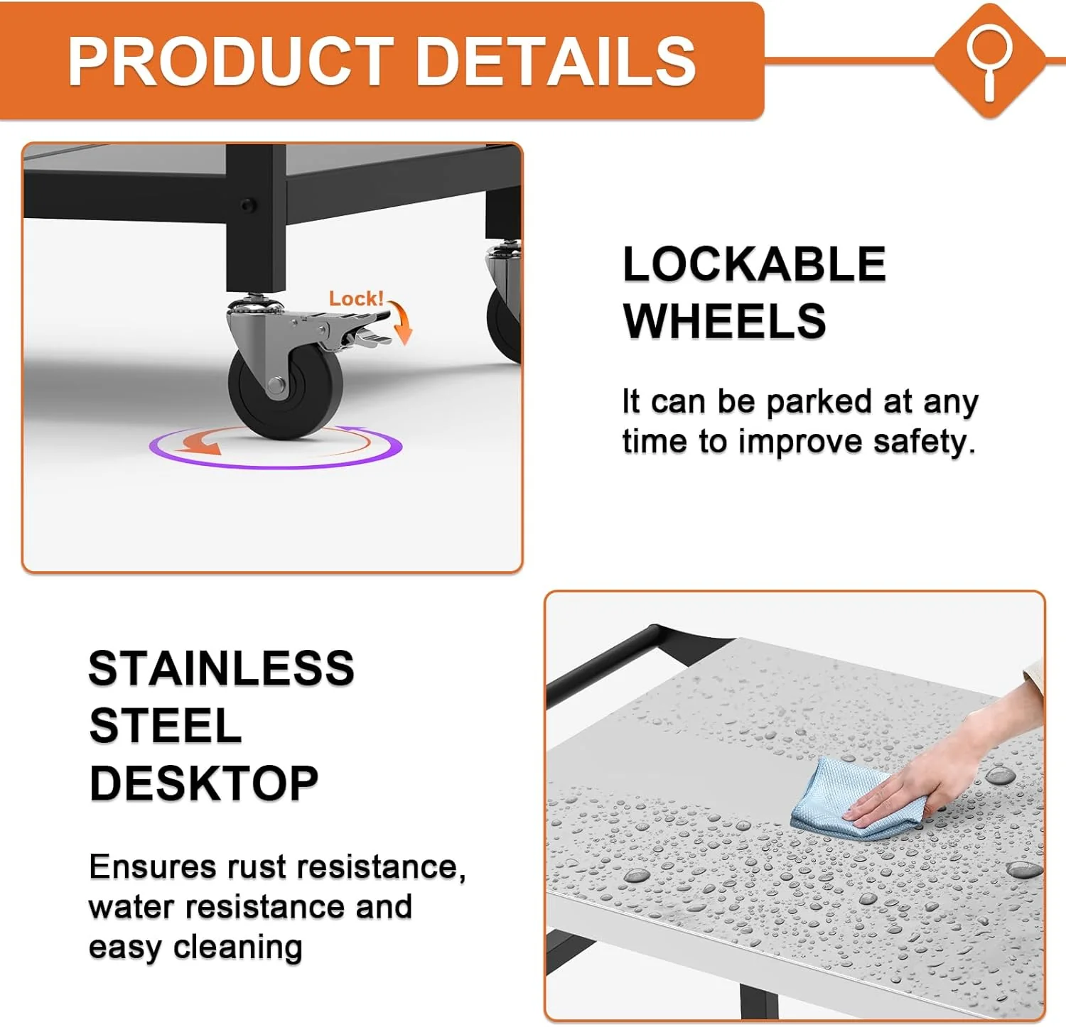 Versatile Stainless Steel Grill Table with Double Shelf | 20′′x32′′ Outdoor Cooking Cart