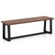 Wood Dining Bench with Metal Frame and Adjustable Footpads