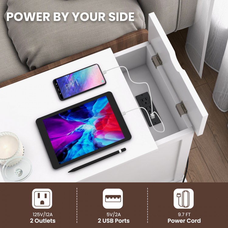 End Table with Charging Station and Flip Top