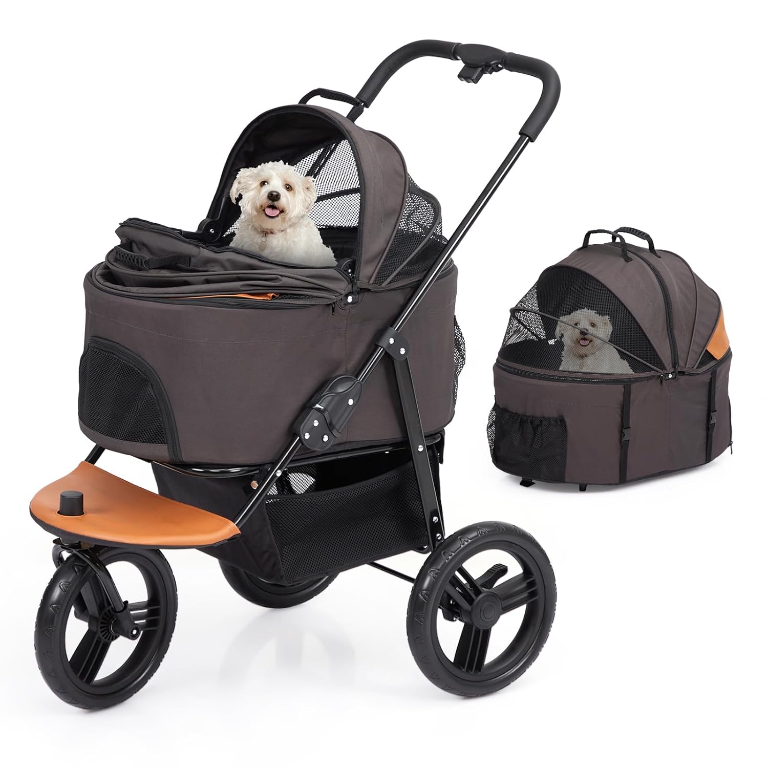 Dog Stroller for Large Pet, Jogger Stroller, Easy Folding Cart Frame, Quick Release Wheel, Breathable Animal Stroller with 4 Wheel and Storage Space Pet Can Easily Walk in/Out Travel