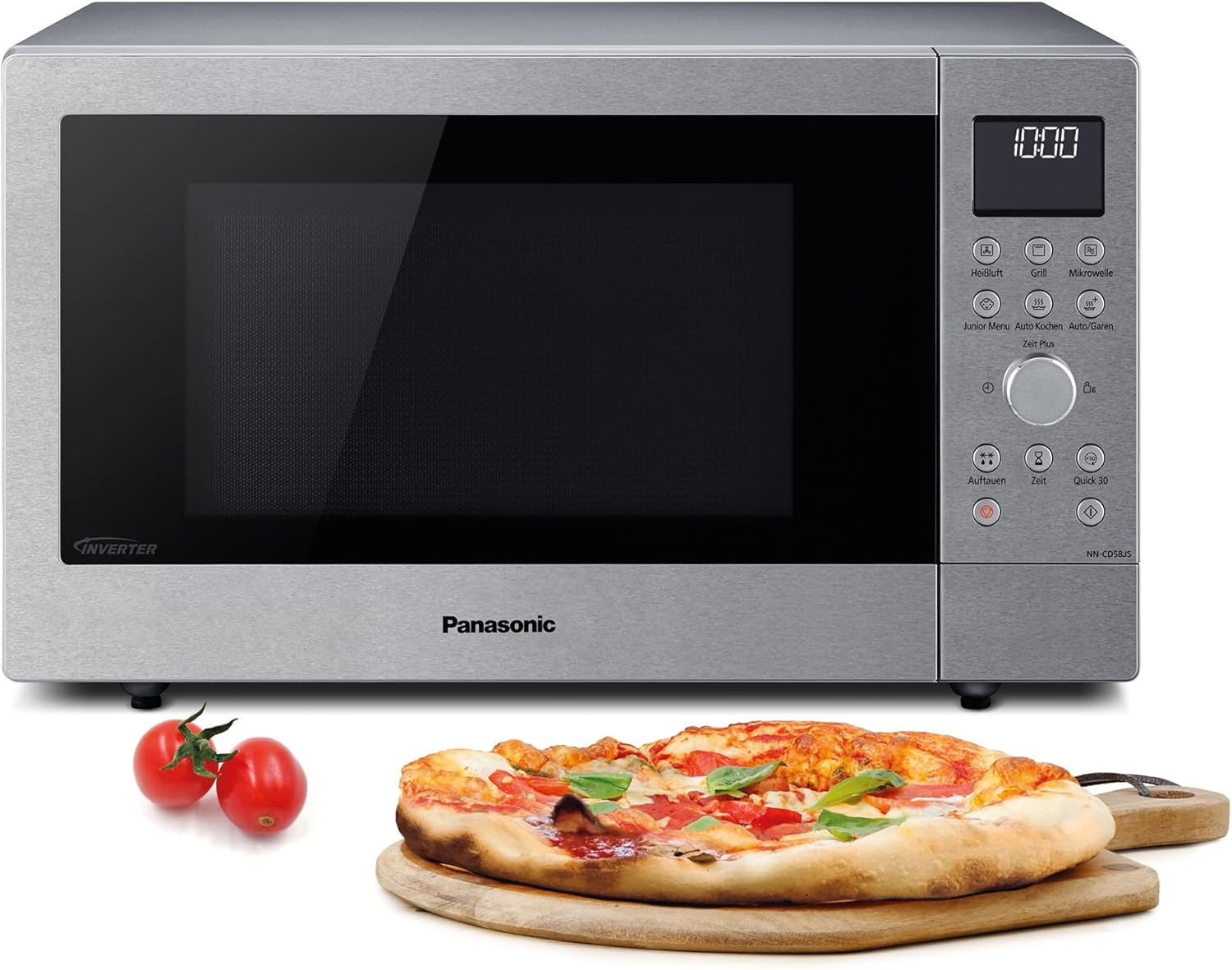 Panasonic NN-CD58JSGPG Slimline kombination mikrobølgeovn med grill, 27 L, 1000 W, 40/100-220 °C, 29 automatiske programmer, optøning, 6 effektniveauer, digital LED, rustfrit stål