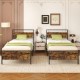 Twin/Full/Queen/King Metal Bed Frame Industrial Platform Bed with Wooden Headboard
