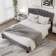 Modern Upholstered Bed Frame with Adjustable Vertical Channel Tufted Headboard